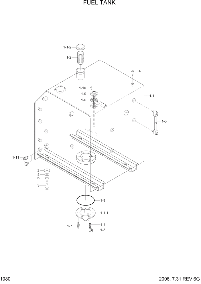 Схема запчастей Hyundai R360LC7 - PAGE 1080 FUEL TANK СИСТЕМА ДВИГАТЕЛЯ