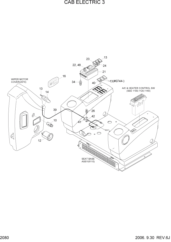 Схема запчастей Hyundai R360LC7 - PAGE 2080 CAB ELECTRIC 3 ЭЛЕКТРИЧЕСКАЯ СИСТЕМА