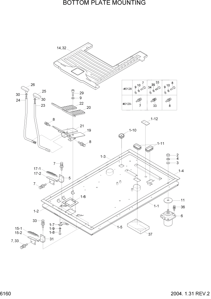Схема запчастей Hyundai R360LC7 - PAGE 6160 BOTTOM PLATE MOUNTING СТРУКТУРА