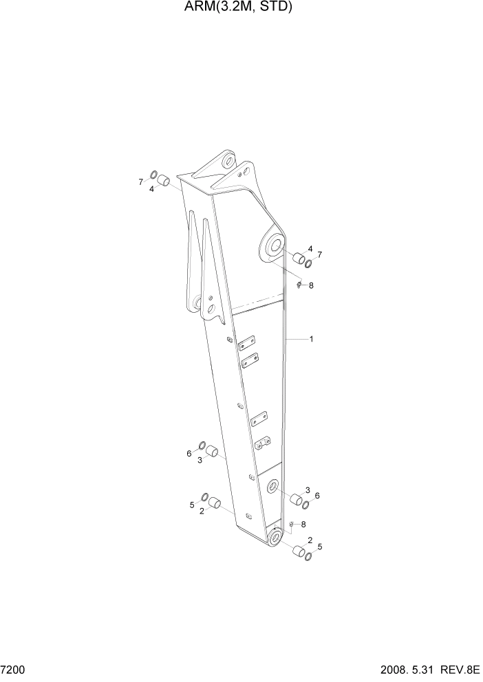 Схема запчастей Hyundai R360LC7 - PAGE 7200 ARM(3.2M, STD) РАБОЧЕЕ ОБОРУДОВАНИЕ