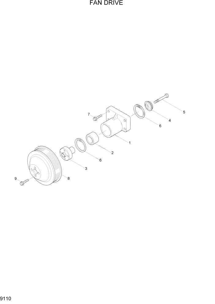 Схема запчастей Hyundai R360LC7 - PAGE 9110 FAN DRIVE ДВИГАТЕЛЬ БАЗА