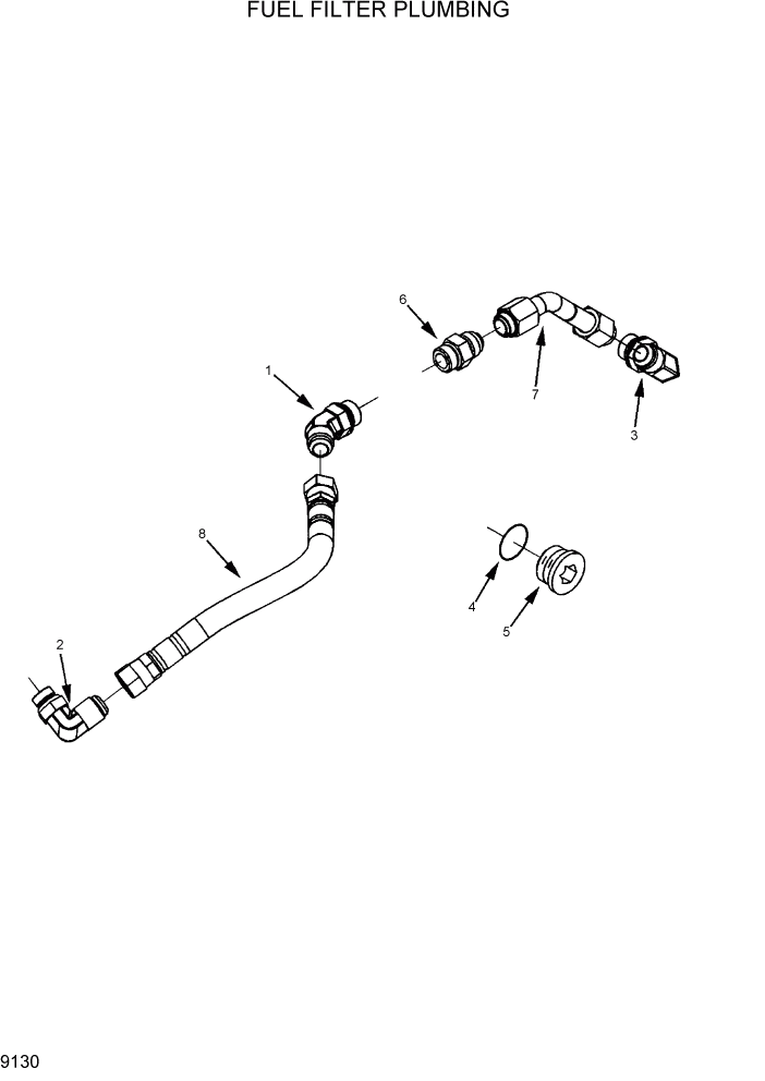 Схема запчастей Hyundai R360LC7 - PAGE 9130 FUEL FILTER PLUMBING ДВИГАТЕЛЬ БАЗА
