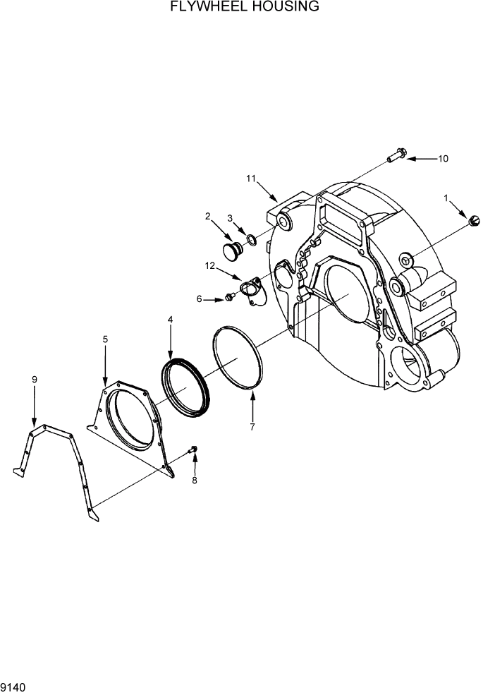 Схема запчастей Hyundai R360LC7 - PAGE 9140 FLYWHEEL HOUSING ДВИГАТЕЛЬ БАЗА