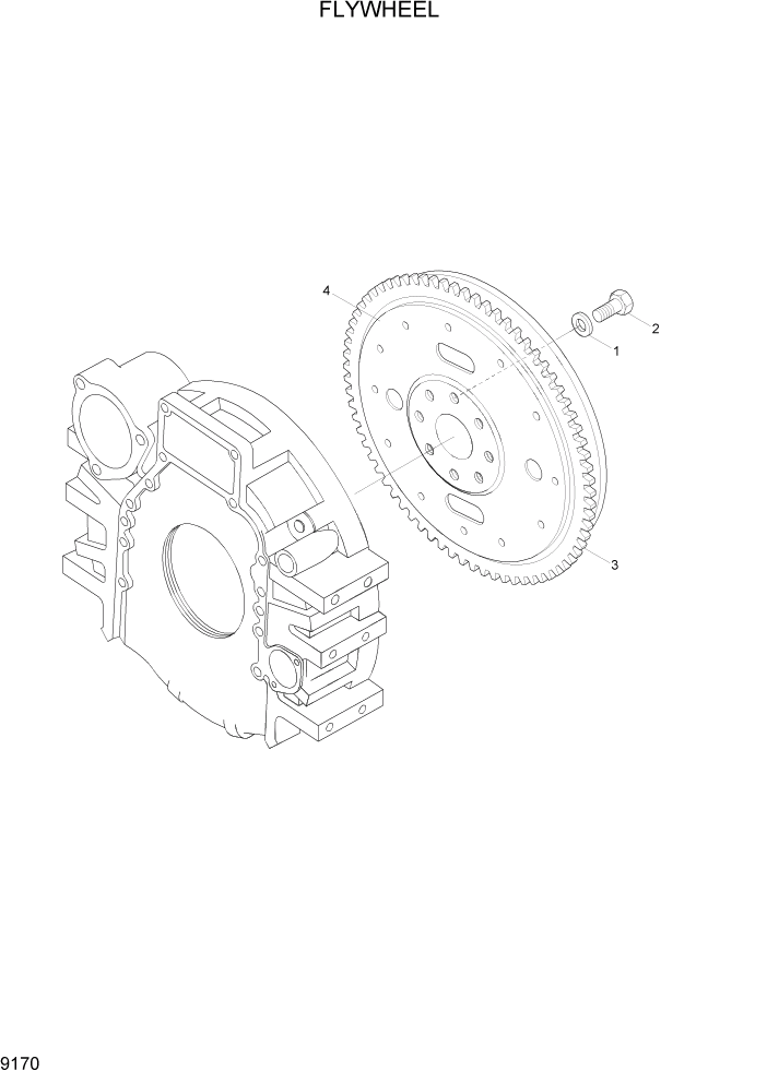 Схема запчастей Hyundai R360LC7 - PAGE 9170 FLYWHEEL ДВИГАТЕЛЬ БАЗА
