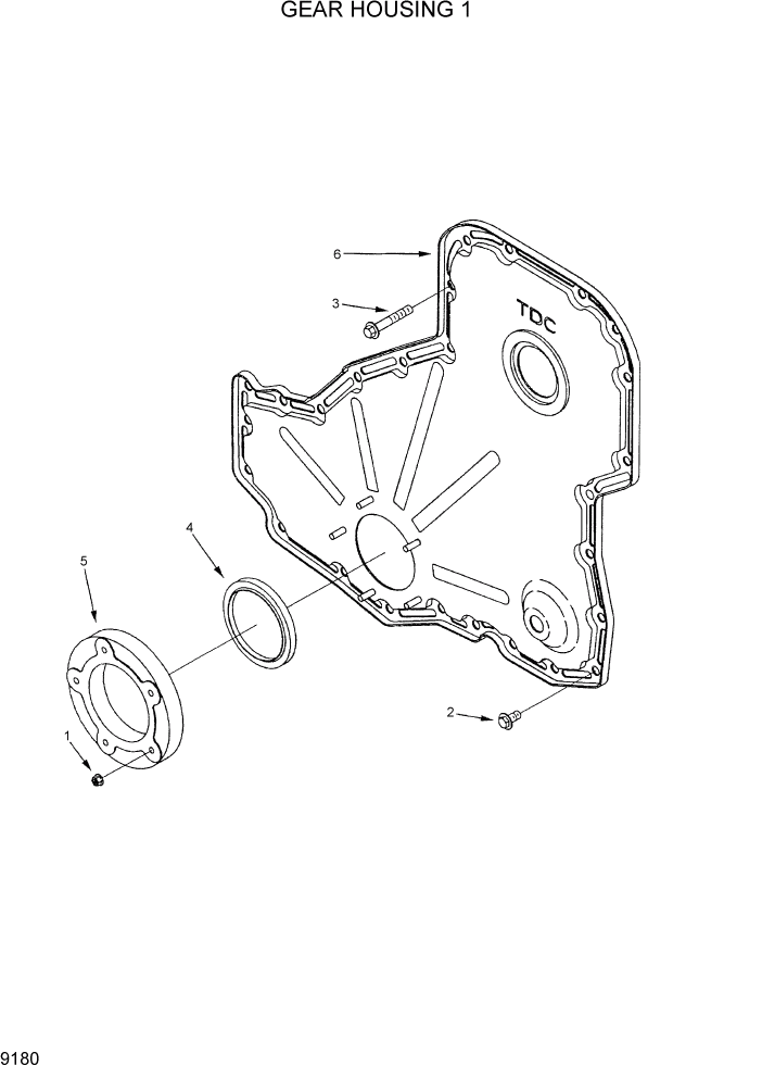 Схема запчастей Hyundai R360LC7 - PAGE 9180 GEAR HOUSING 1 ДВИГАТЕЛЬ БАЗА
