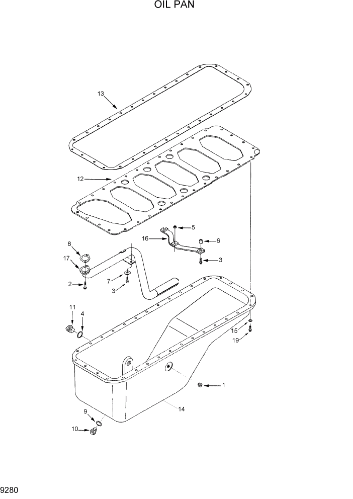 Схема запчастей Hyundai R360LC7 - PAGE 9280 OIL PAN ДВИГАТЕЛЬ БАЗА