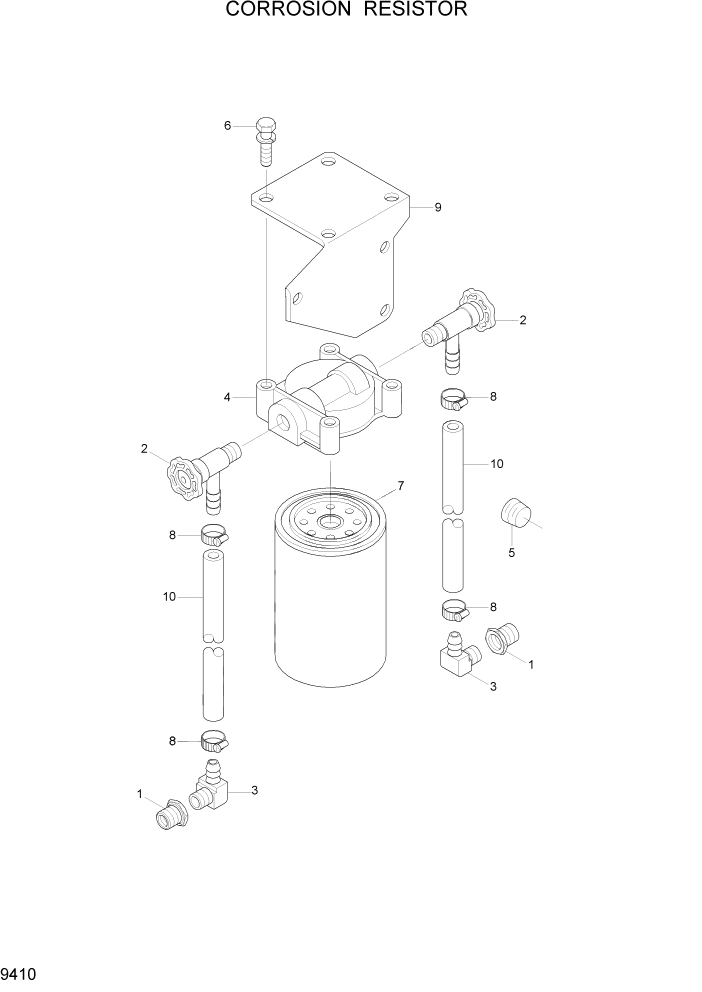 Схема запчастей Hyundai R360LC7 - PAGE 9410 CORRORSION RESISTOR ДВИГАТЕЛЬ БАЗА