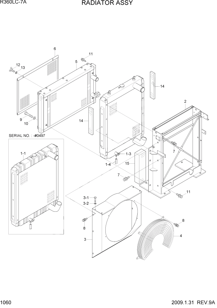Схема запчастей Hyundai R360LC7A - PAGE 1060 RADIATOR ASSY СИСТЕМА ДВИГАТЕЛЯ