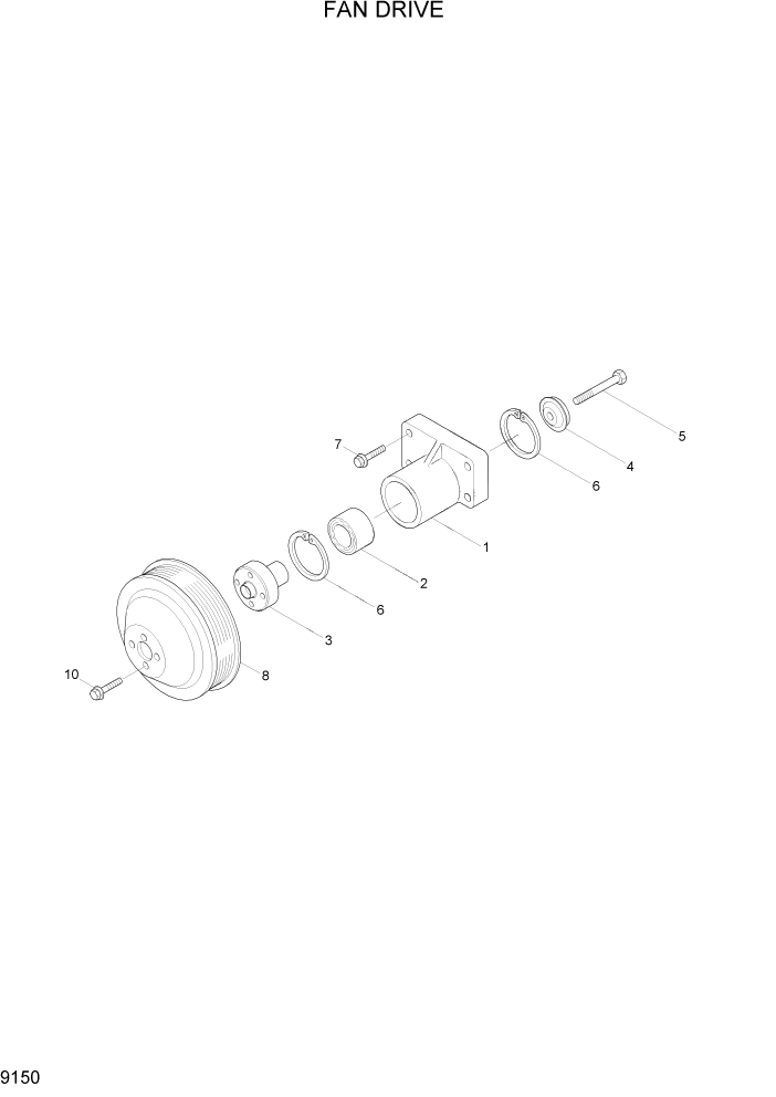 Схема запчастей Hyundai R360LC7A - PAGE 9150 FAN DRIVE ДВИГАТЕЛЬ БАЗА