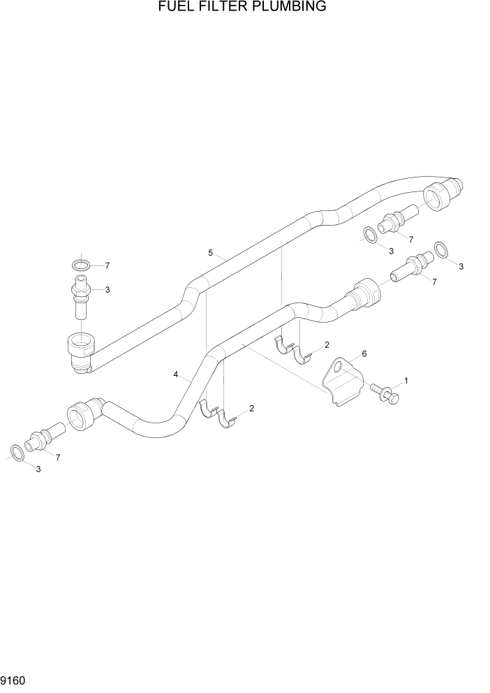 Схема запчастей Hyundai R360LC7A - PAGE 9160 FUEL FILTER PLUMBING ДВИГАТЕЛЬ БАЗА