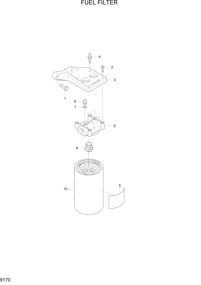 Схема запчастей Hyundai R360LC7A - PAGE 9170 FUEL FILTER ДВИГАТЕЛЬ БАЗА