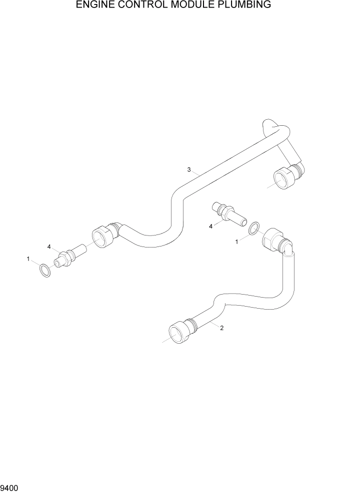 Схема запчастей Hyundai R360LC7A - PAGE 9400 ENGINE CONTROL MODULE PLUMBING ДВИГАТЕЛЬ БАЗА
