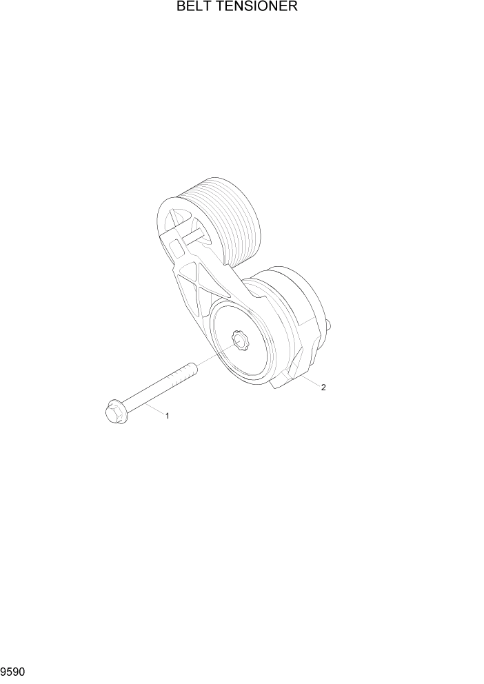 Схема запчастей Hyundai R360LC7A - PAGE 9590 BELT TENSIONER ДВИГАТЕЛЬ БАЗА
