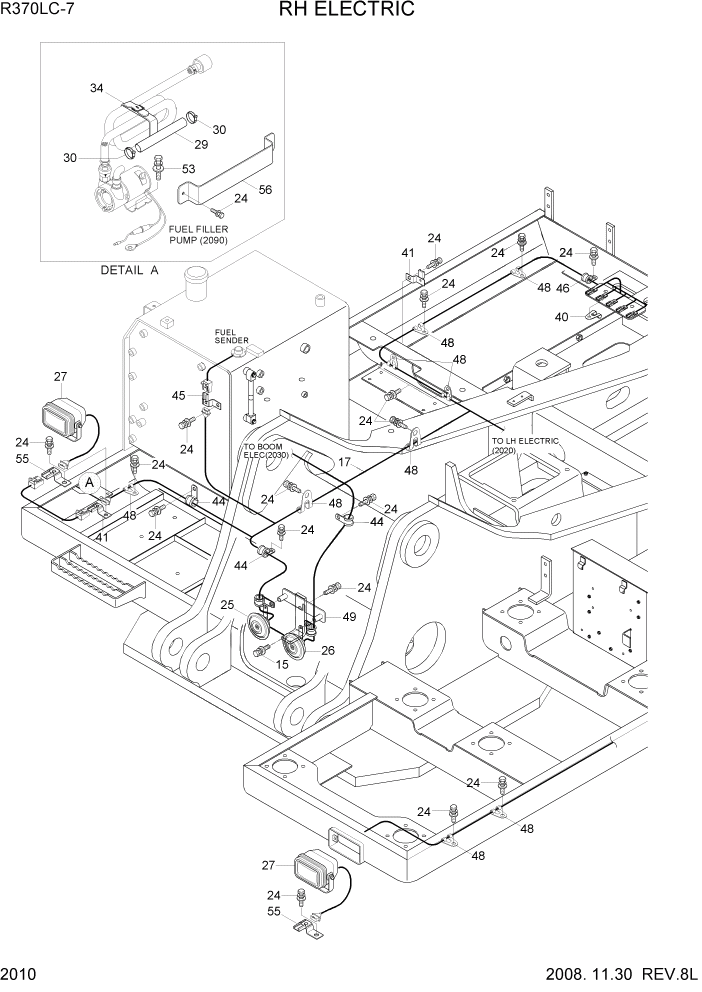 Схема запчастей Hyundai R370LC7 - PAGE 2010 RH ELECTRIC ЭЛЕКТРИЧЕСКАЯ СИСТЕМА