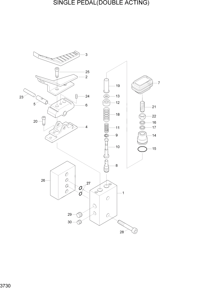 Схема запчастей Hyundai R370LC7 - PAGE 3730 SINGLE PEDAL(DOUBLE ACTING) ГИДРАВЛИЧЕСКАЯ СИСТЕМА