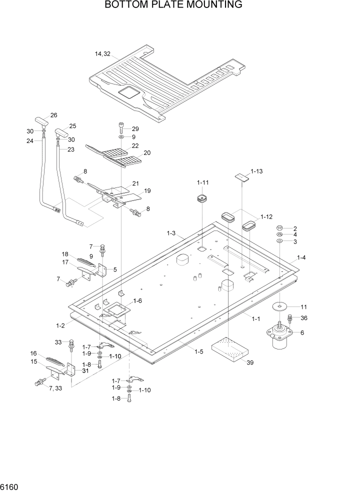 Схема запчастей Hyundai R370LC7 - PAGE 6160 BOTTOM PLATE MOUNTING СТРУКТУРА