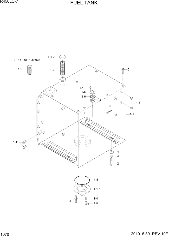 Схема запчастей Hyundai R450LC7 - PAGE 1070 FUEL TANK СИСТЕМА ДВИГАТЕЛЯ