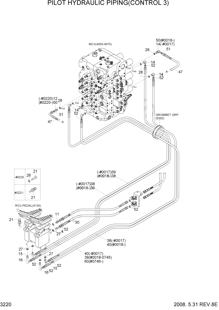 Схема запчастей Hyundai R450LC7 - PAGE 3220 PILOT HYDRAULIC PIPING(CONTROL 3) ГИДРАВЛИЧЕСКАЯ СИСТЕМА