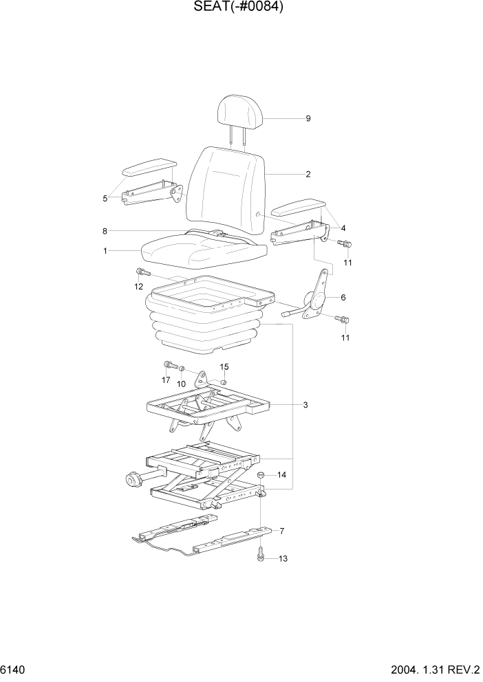 Схема запчастей Hyundai R450LC7 - PAGE 6140 SEAT(-#0084) СТРУКТУРА