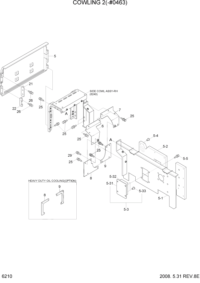 Схема запчастей Hyundai R450LC7 - PAGE 6210 COWLING 2(-#0463) СТРУКТУРА