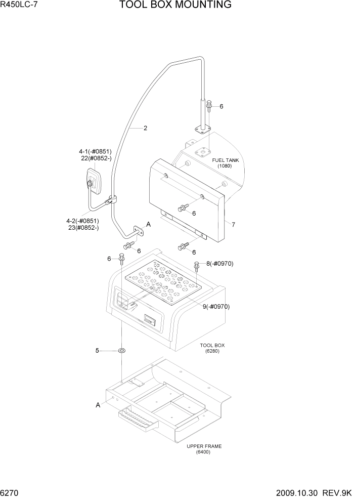 Схема запчастей Hyundai R450LC7 - PAGE 6270 TOOL BOX MOUNTING СТРУКТУРА