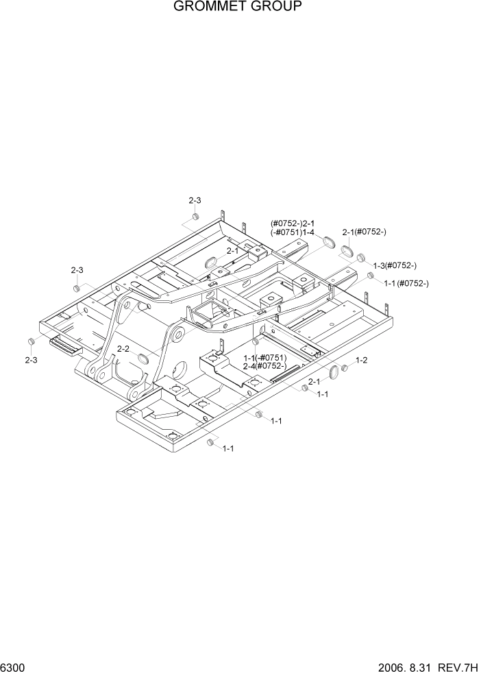 Схема запчастей Hyundai R450LC7 - PAGE 6300 GROMMET GROUP СТРУКТУРА