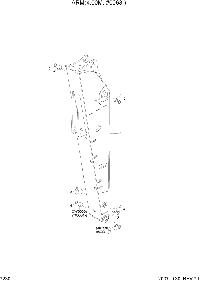 Схема запчастей Hyundai R450LC7 - PAGE 7230 ARM(4.00M, #0063-) РАБОЧЕЕ ОБОРУДОВАНИЕ