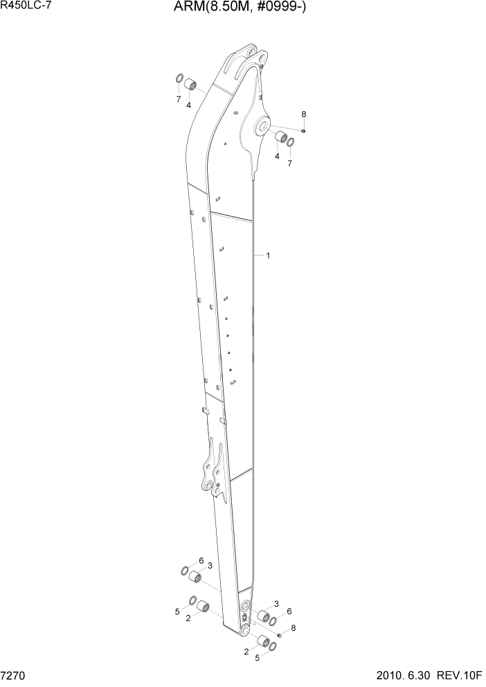 Схема запчастей Hyundai R450LC7 - PAGE 7270 ARM(8.50M, #0999-) РАБОЧЕЕ ОБОРУДОВАНИЕ