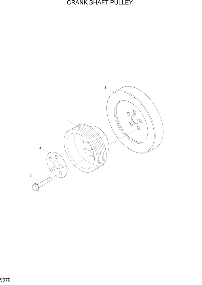 Схема запчастей Hyundai R450LC7 - PAGE 9070 CRANK SHAFT PULLEY ДВИГАТЕЛЬ БАЗА