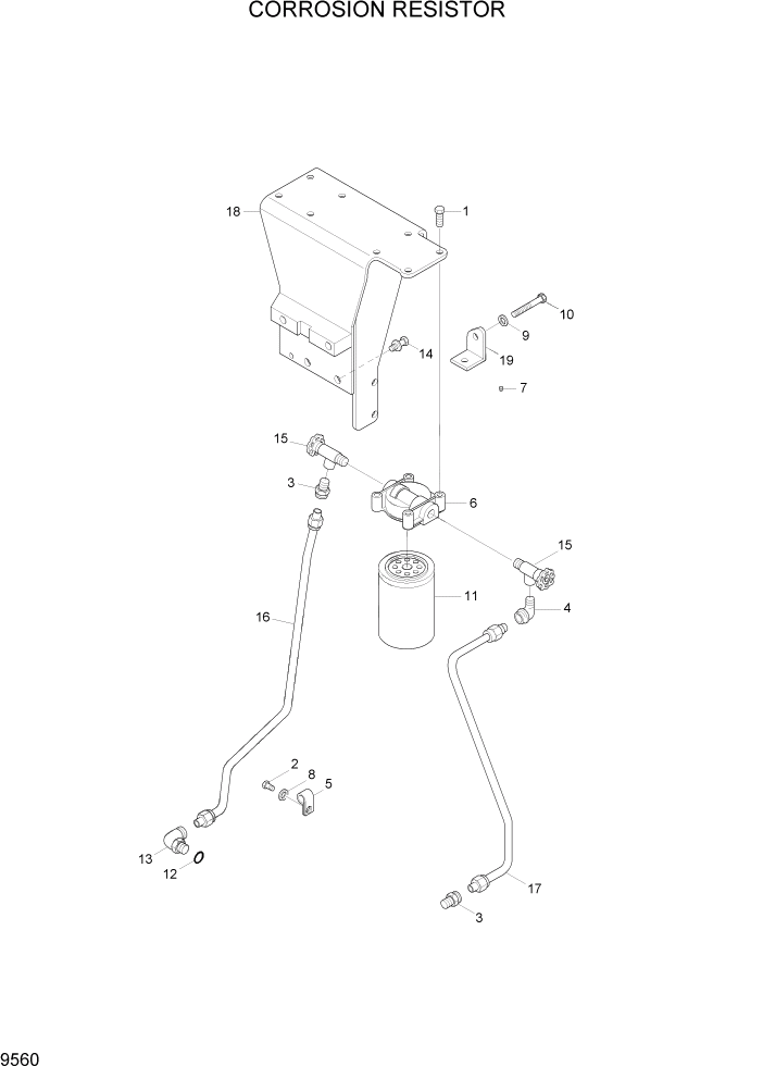 Схема запчастей Hyundai R450LC7 - PAGE 9560 CORROSION RESISTOR ДВИГАТЕЛЬ БАЗА