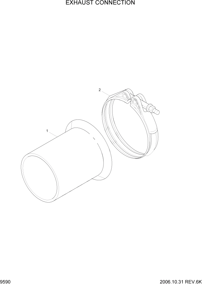 Схема запчастей Hyundai R450LC7 - PAGE 9590 EXHAUST CONNECTION ДВИГАТЕЛЬ БАЗА