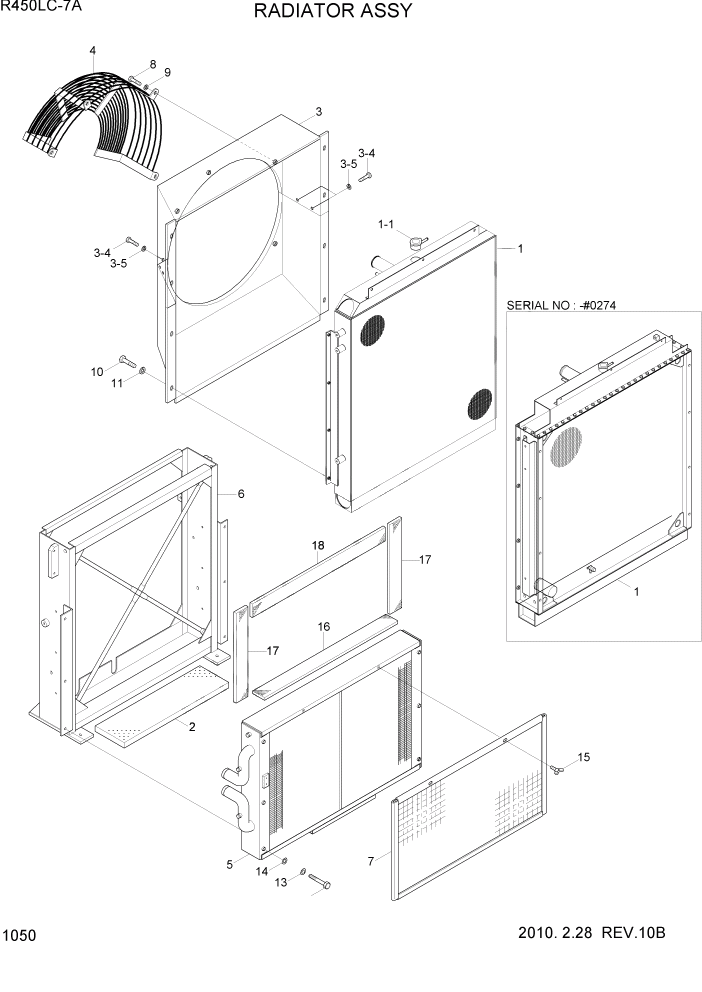 Схема запчастей Hyundai R450LC7A - PAGE 1050 RADIATOR ASSY СИСТЕМА ДВИГАТЕЛЯ