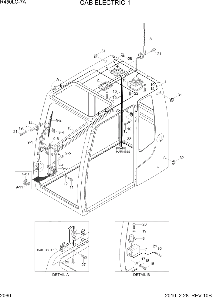 Схема запчастей Hyundai R450LC7A - PAGE 2060 CAB ELECTRIC 1 ЭЛЕКТРИЧЕСКАЯ СИСТЕМА