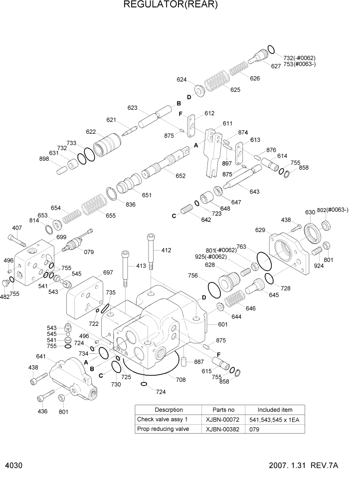 Схема запчастей Hyundai R450LC7A - PAGE 4030 REGULATOR(REAR) ГИДРАВЛИЧЕСКИЕ КОМПОНЕНТЫ