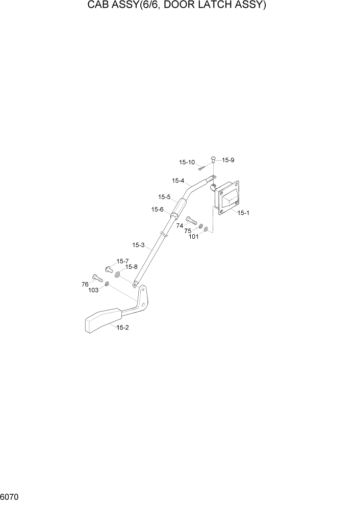 Схема запчастей Hyundai R450LC7A - PAGE 6070 CAB ASSY(6/6, DOOR LATCH ASSY) СТРУКТУРА