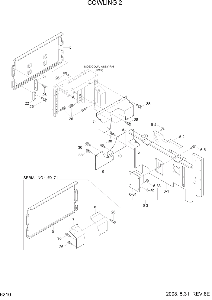 Схема запчастей Hyundai R450LC7A - PAGE 6210 COWLING 2 СТРУКТУРА