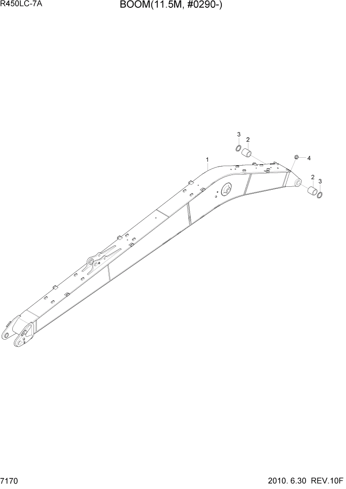 Схема запчастей Hyundai R450LC7A - PAGE 7170 BOOM(11.5M, #0290-) РАБОЧЕЕ ОБОРУДОВАНИЕ