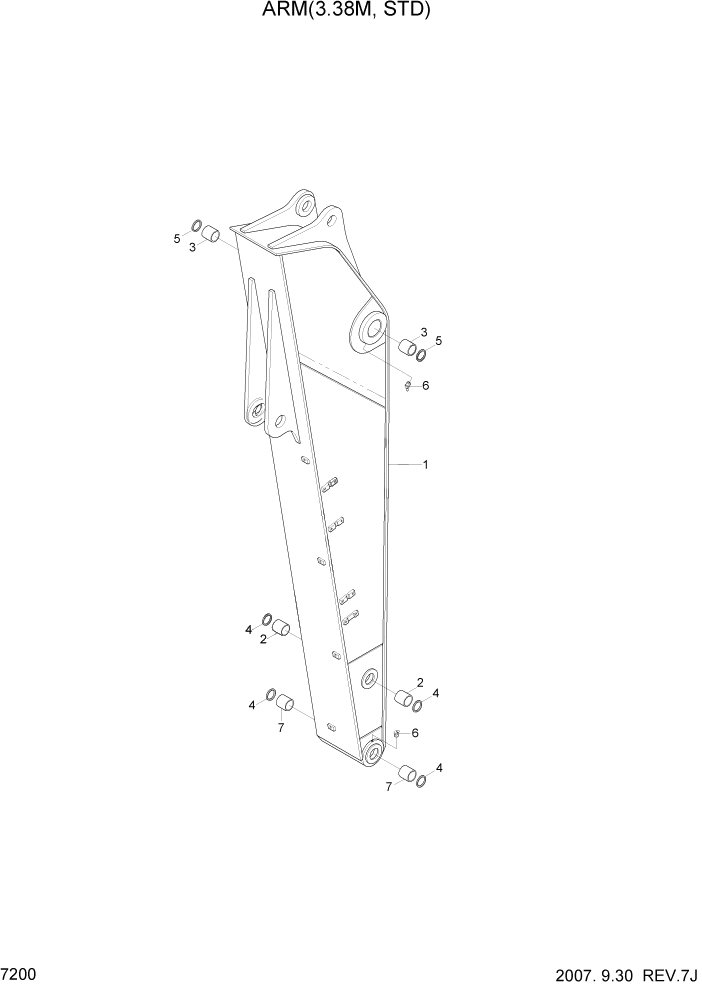 Схема запчастей Hyundai R450LC7A - PAGE 7200 ARM(3.38M, STD) РАБОЧЕЕ ОБОРУДОВАНИЕ