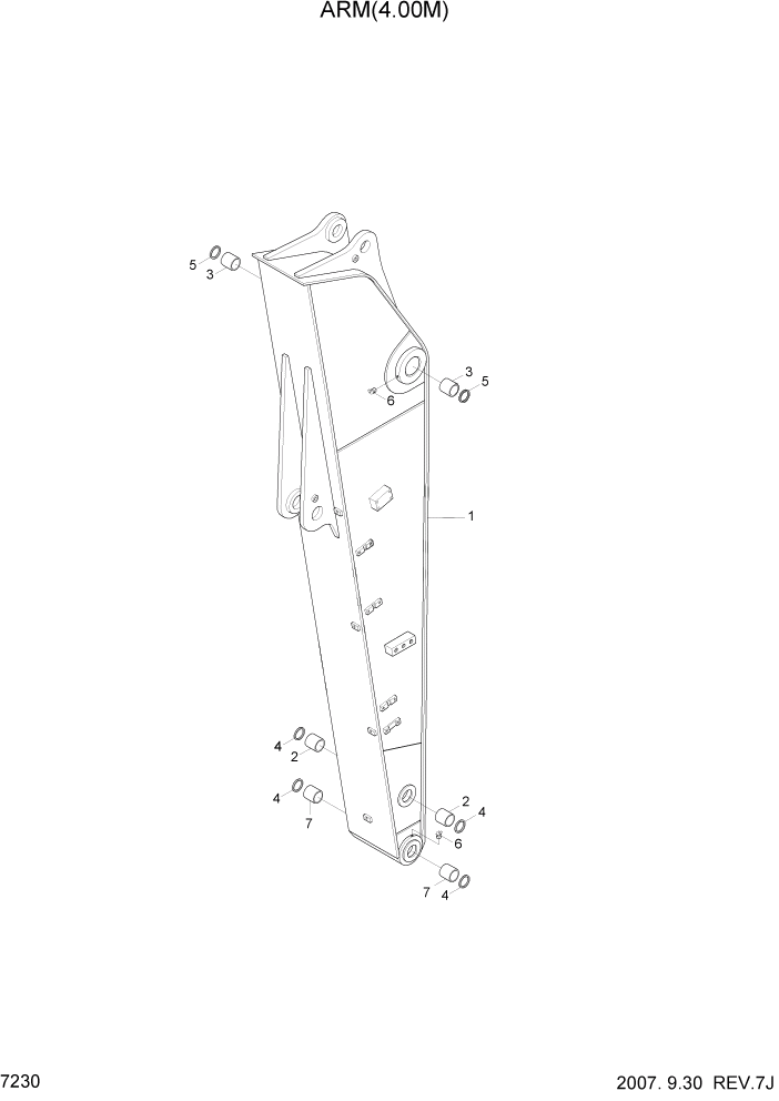 Схема запчастей Hyundai R450LC7A - PAGE 7230 ARM(4.00M) РАБОЧЕЕ ОБОРУДОВАНИЕ