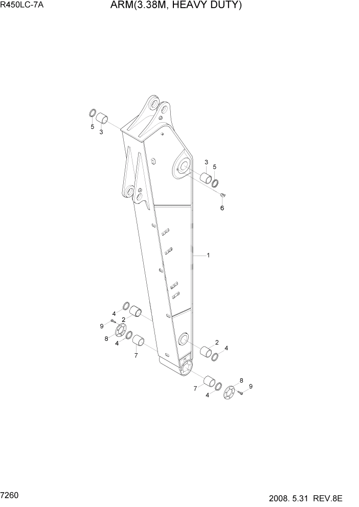 Схема запчастей Hyundai R450LC7A - PAGE 7260 ARM(3.38M, HEAVY DUTY) РАБОЧЕЕ ОБОРУДОВАНИЕ