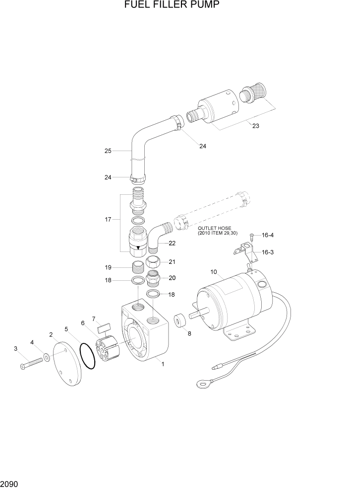 Схема запчастей Hyundai R500LC7 - PAGE 2090 FUEL FILLER PUMP ЭЛЕКТРИЧЕСКАЯ СИСТЕМА