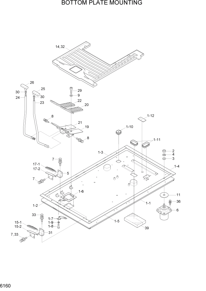 Схема запчастей Hyundai R500LC7 - PAGE 6160 BOTTOM PLATE MOUNTING СТРУКТУРА