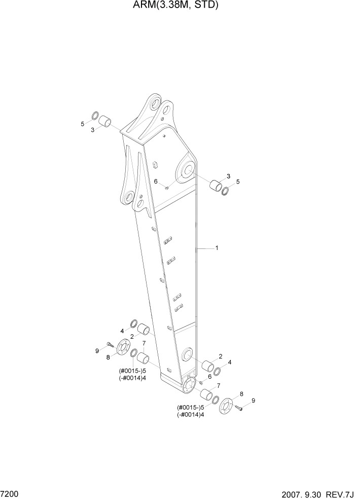 Схема запчастей Hyundai R500LC7 - PAGE 7200 ARM(3.38M, STD) РАБОЧЕЕ ОБОРУДОВАНИЕ