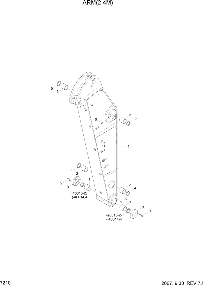 Схема запчастей Hyundai R500LC7 - PAGE 7210 ARM(2.4M) РАБОЧЕЕ ОБОРУДОВАНИЕ