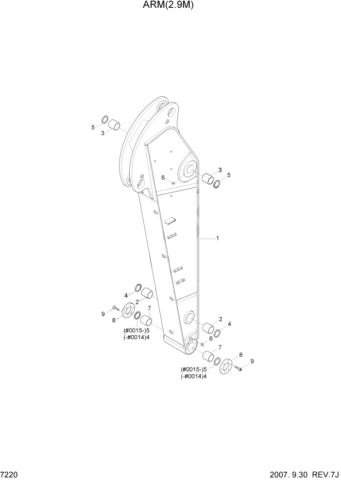 Схема запчастей Hyundai R500LC7 - PAGE 7220 ARM(2.9M) РАБОЧЕЕ ОБОРУДОВАНИЕ