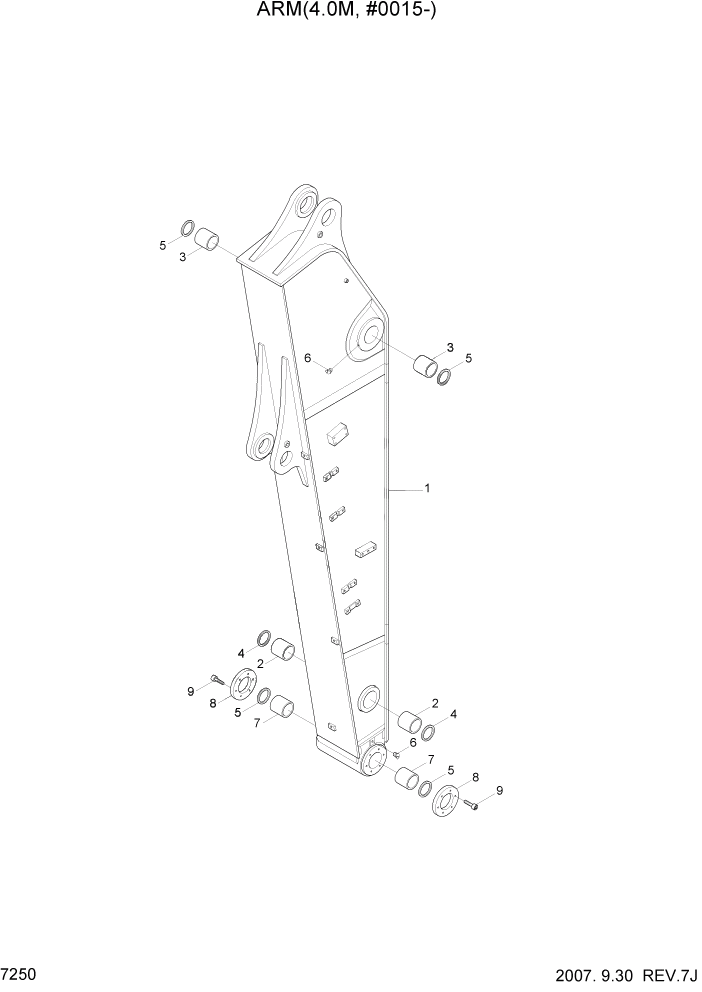 Схема запчастей Hyundai R500LC7 - PAGE 7250 ARM(4.0M, #0015-) РАБОЧЕЕ ОБОРУДОВАНИЕ