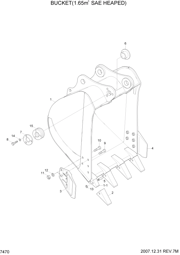 Схема запчастей Hyundai R500LC7 - PAGE 7470 BUCKET(1.65M3 SAE HEAPED) РАБОЧЕЕ ОБОРУДОВАНИЕ