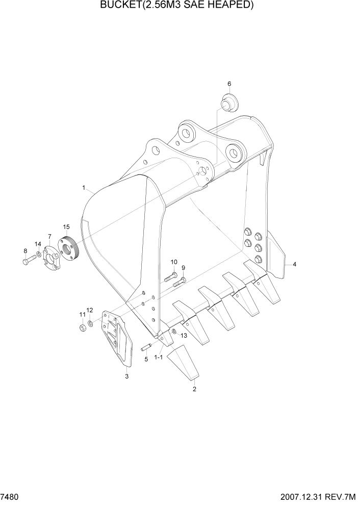 Схема запчастей Hyundai R500LC7 - PAGE 7480 BUCKET(2.56M3 SAE HEAPED) РАБОЧЕЕ ОБОРУДОВАНИЕ