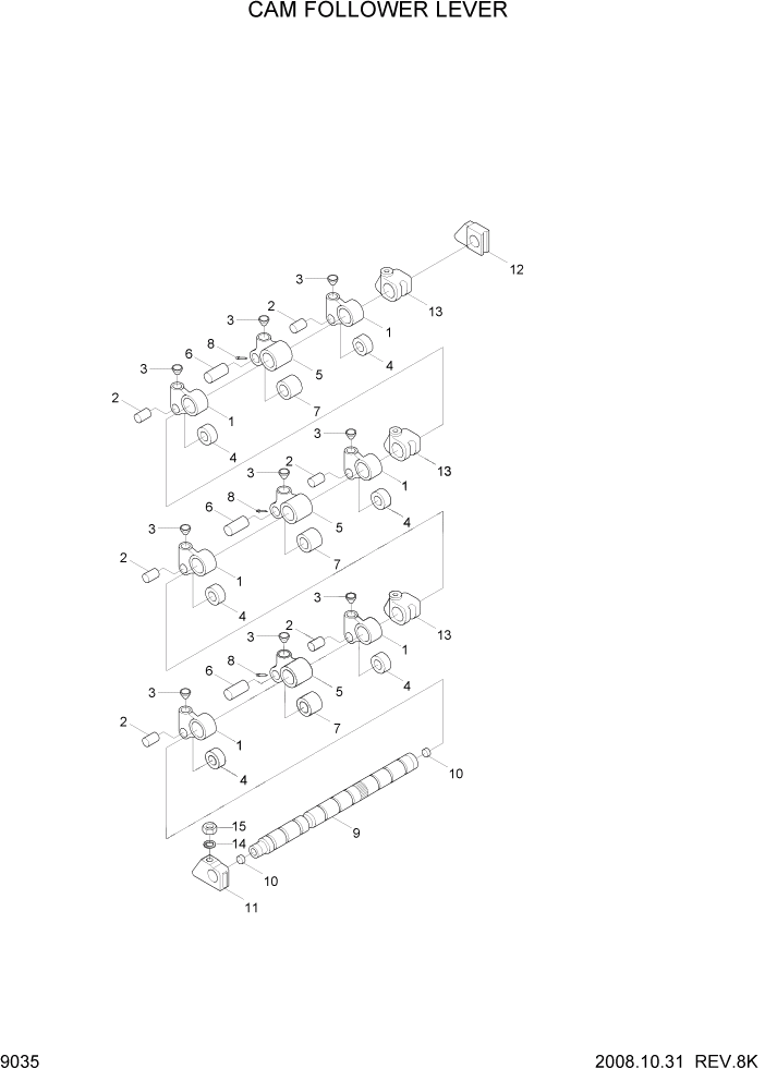 Схема запчастей Hyundai R500LC7 - PAGE 9035 CAM FOLLOWER LEVER ДВИГАТЕЛЬ БАЗА