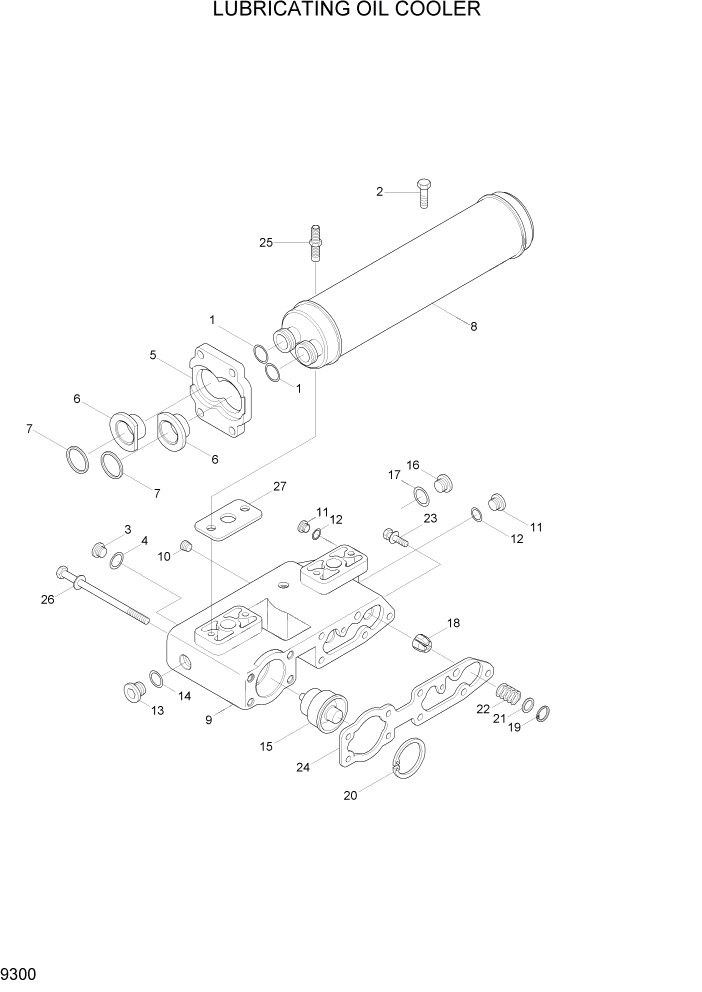 Схема запчастей Hyundai R500LC7 - PAGE 9300 LUBRICATING OIL COOLER ДВИГАТЕЛЬ БАЗА